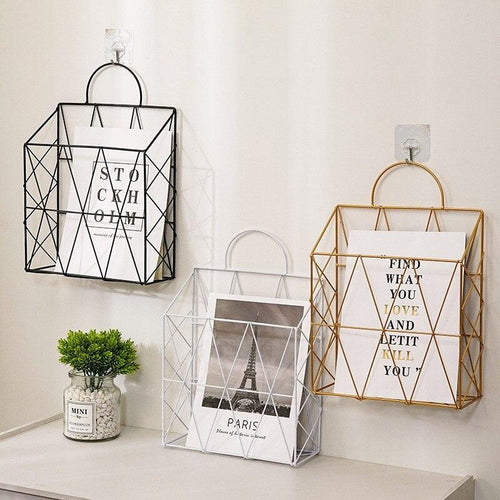 Cute Nordic Style Hanging Metal Basket Magazine Book Document Holder - Peachymart