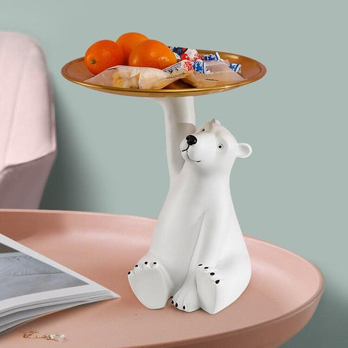 Cute Hands Up Polar Bear Home Storage Tray - Peachymart