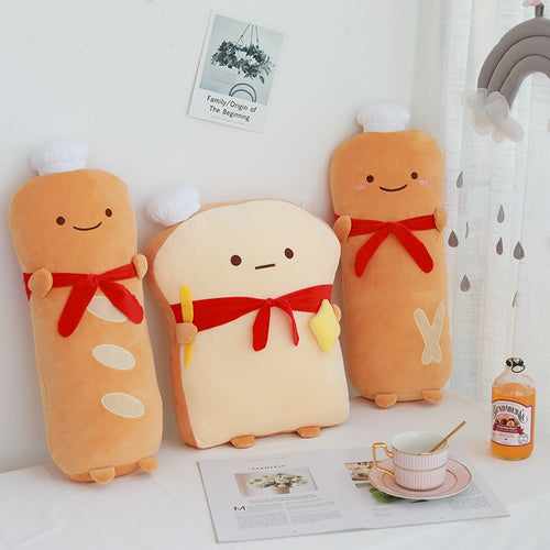 Cute Kawaii Toast & Baguette Bread Plushies Cushion - Peachymart