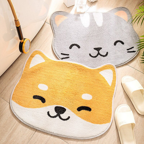 Cute Japanese Style Shiba Puppy & Kitten Non-Slip Door Entrance & Bathroom Mat - Peachymart