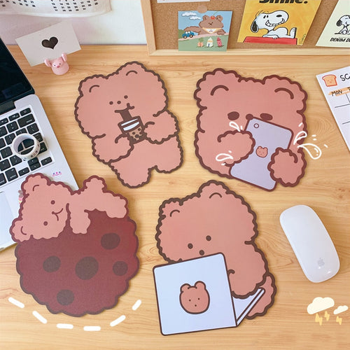 Kawaii Brown Bear Cartoon Antislip Desk Mouse Pad - Peachymart