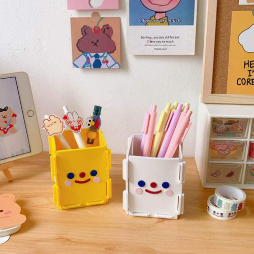 Cute Korean Style Blushing Face Box Pen Holder - Peachymart