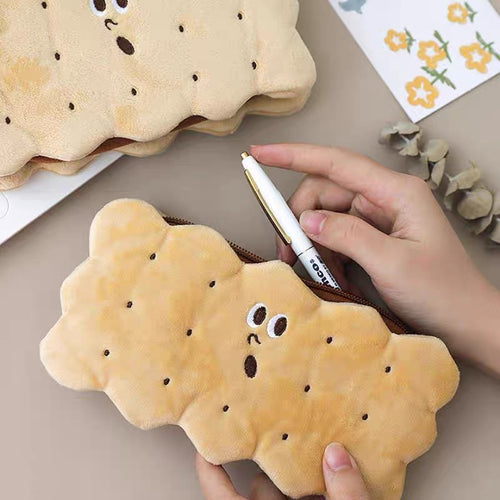 Kawaii Cracker Biscuit Man Plush Stationery Pencil Case Bag - Peachymart