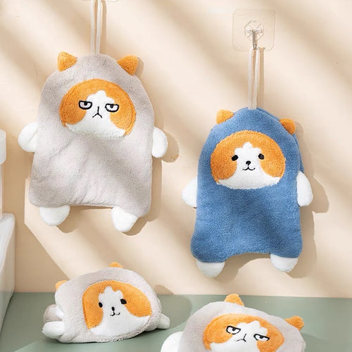 Cute Chubby Cat in Costume Kitchen & Washroom Hand Wiping Towel - Peachymart