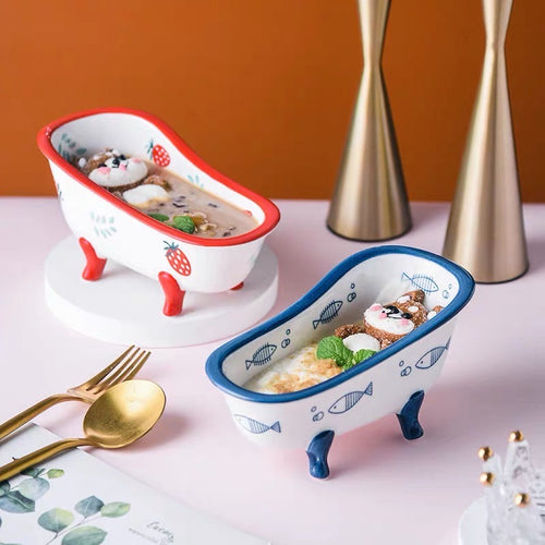 Cute Colourful Bathtub Shape Dessert & Snack Bowl - Peachymart