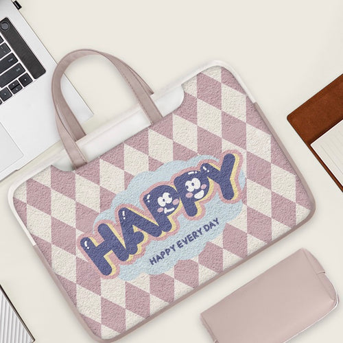 Cute Pastel Colour Funky Print Laptop Bag with Handle - Peachymart