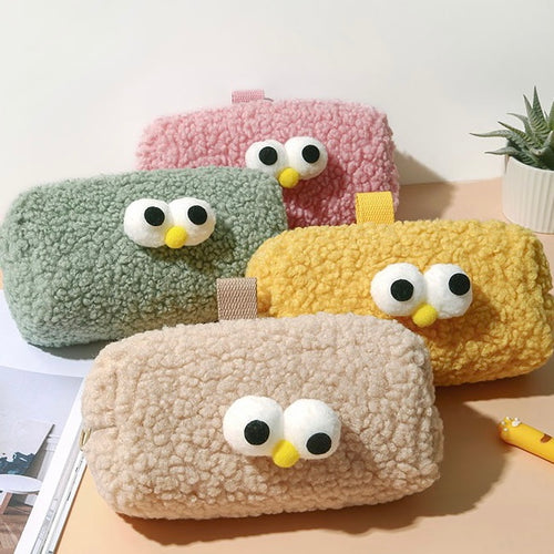 Cute Fluffy Mr Eye Ball Big Size Pencil Case - Peachymart