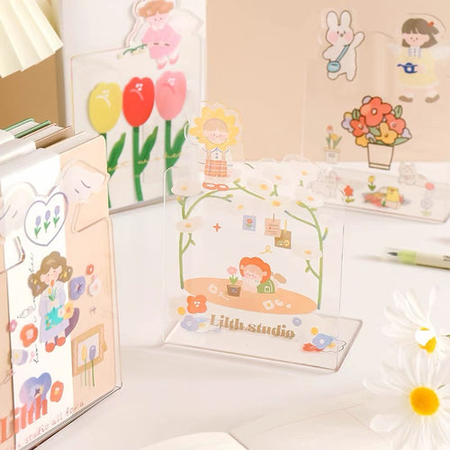 Cute Kawaii Acrylic Farm Illustration Acrylic Book Stand - Peachymart