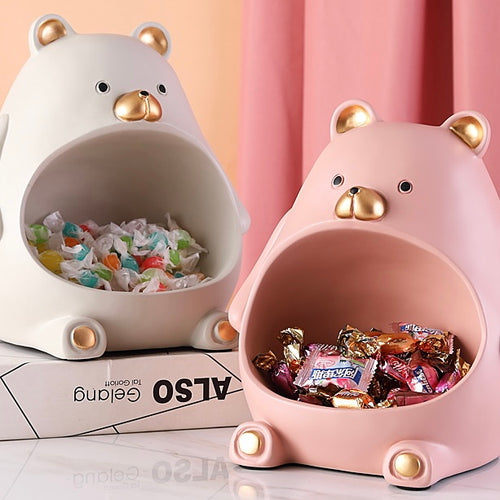 Cute Teddy Bear Belly Resin Home Decor Storage Holder - Peachymart