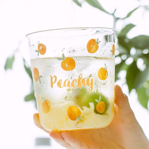 Cute Peachy Pink Print Transparent Glass Cup Mug - Peachymart