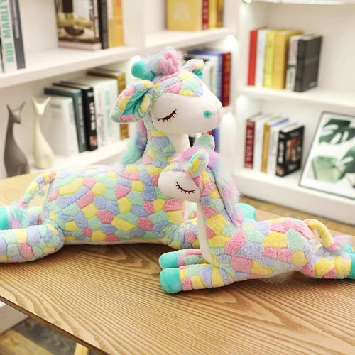 Unicorn Coloured Deer Stuffed Animal Plushy - Peachymart